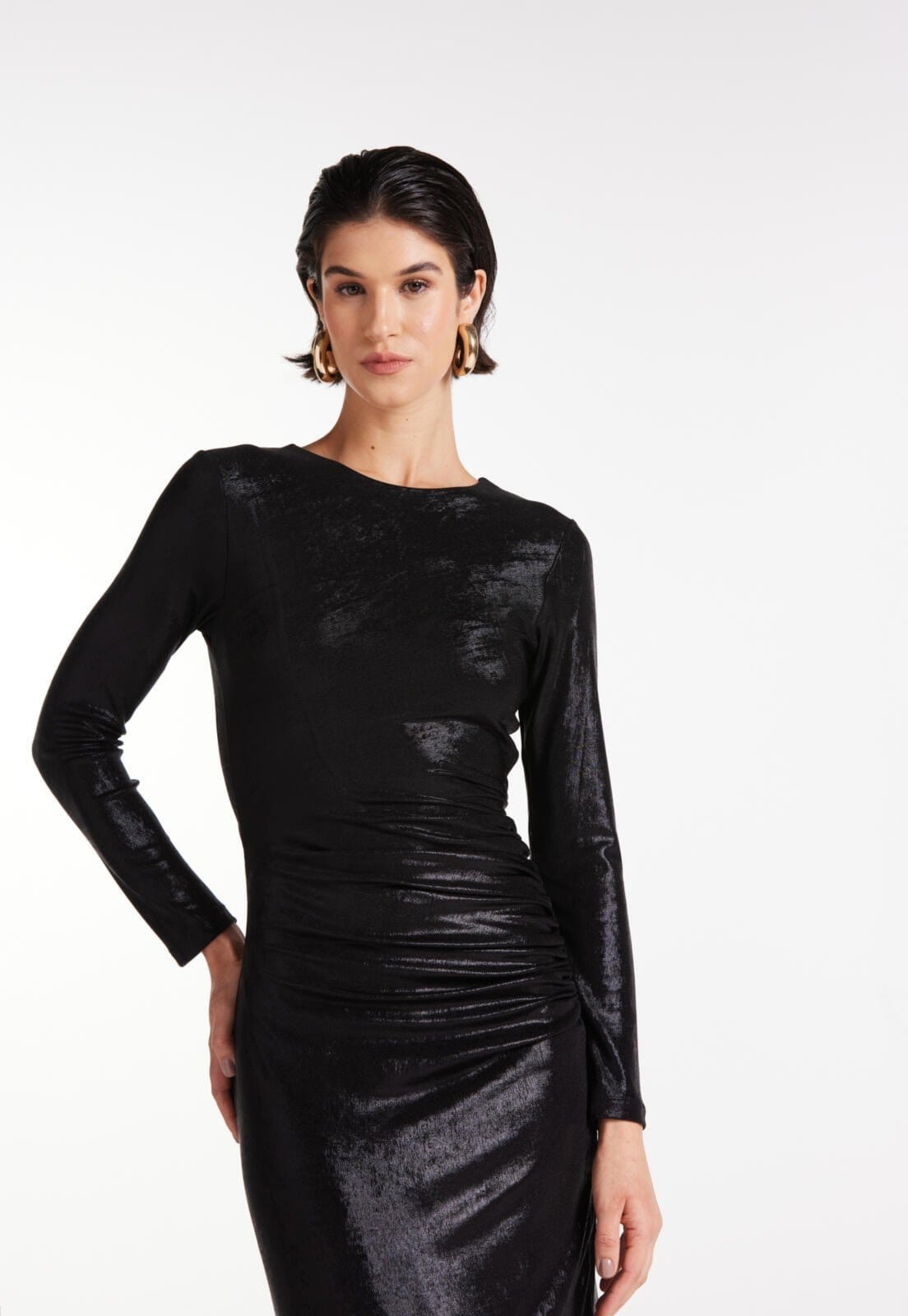 Vestido Drapeado Com Fenda Traymon Pp