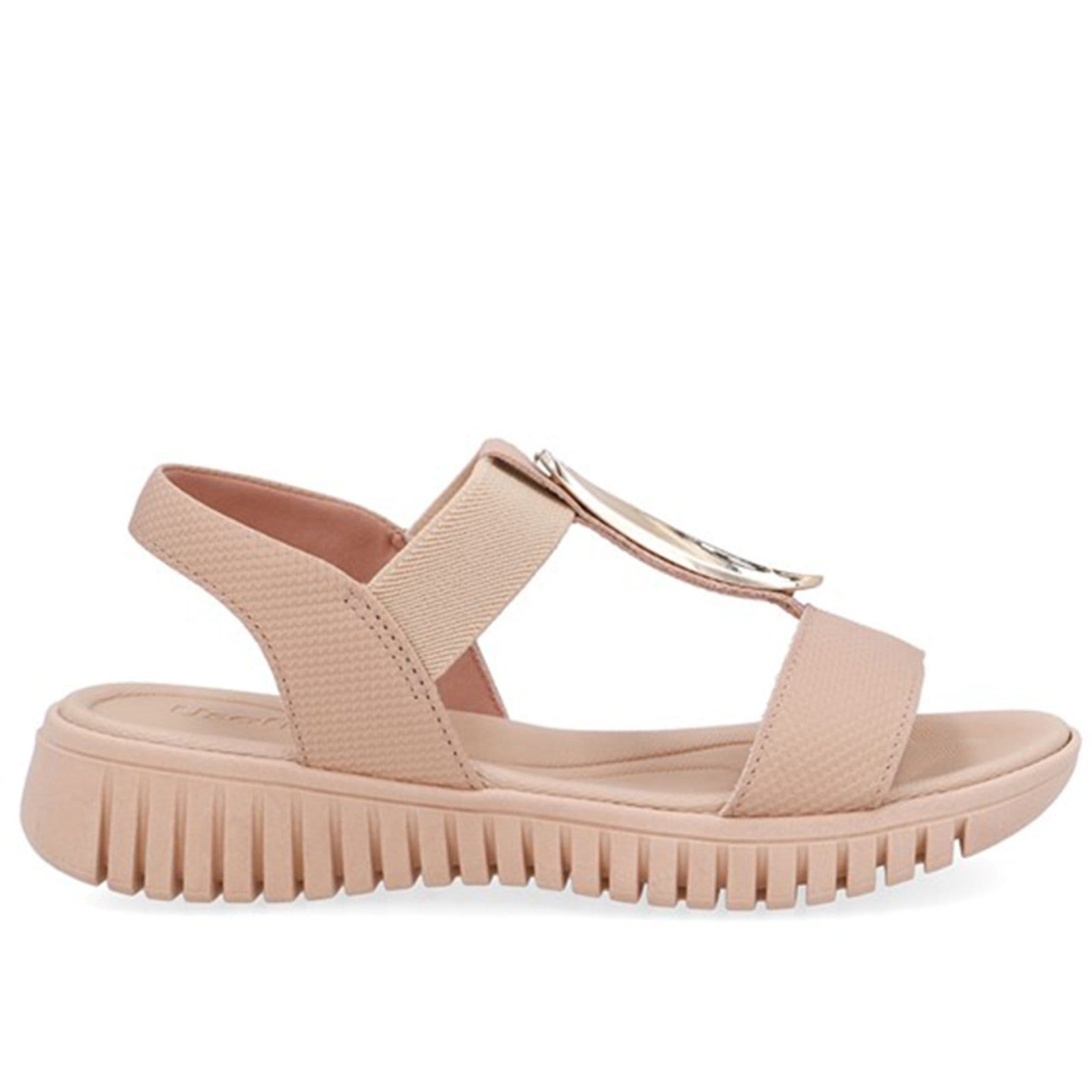 Vista principal Sandália Enfeite Dourado Couro Usaflex Blush - 002 Usaflex bege