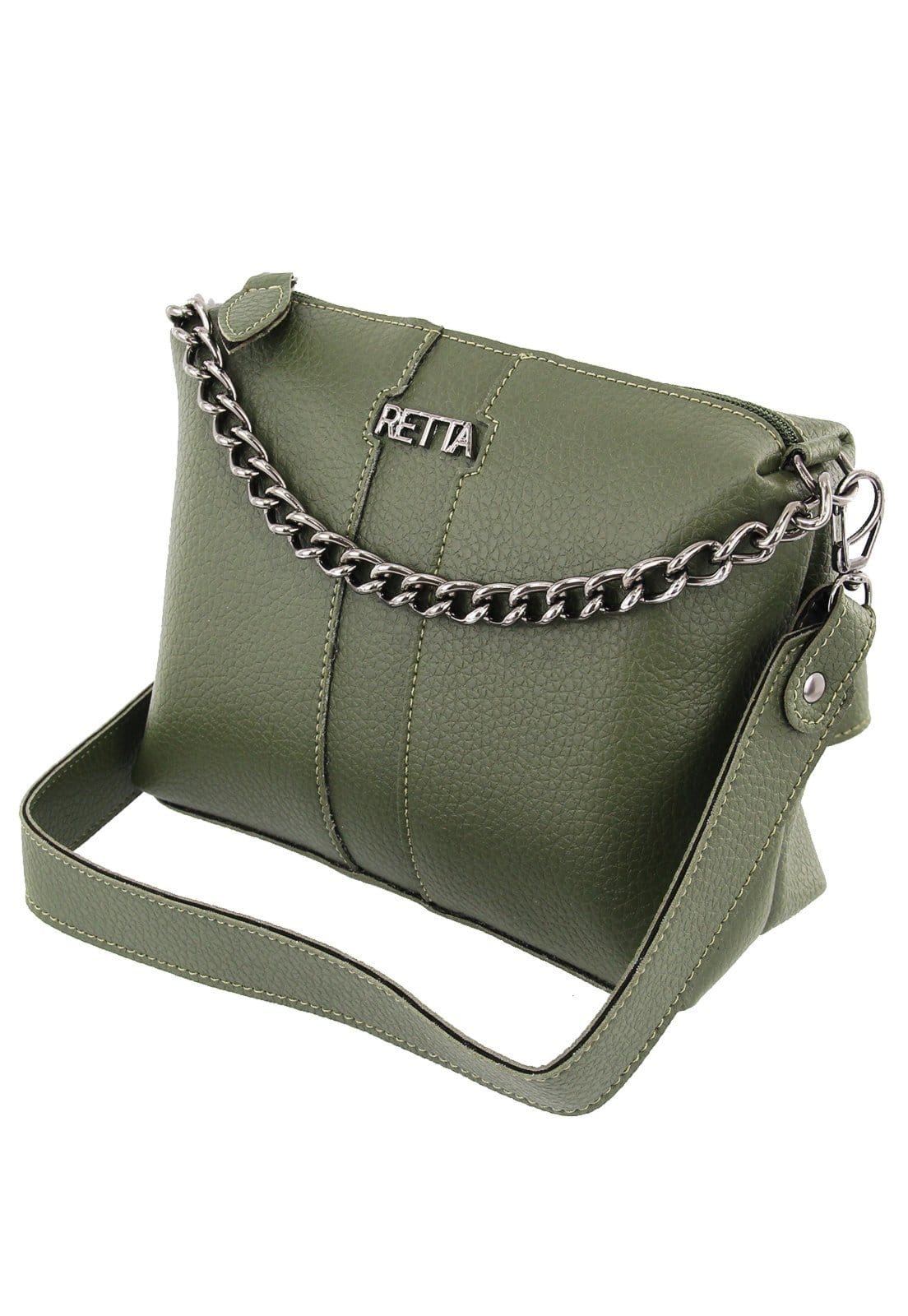 Vista principal Bolsa Feminina Transversal Corrente Retta Oficial Retta Shoes verde/verde militar verde
