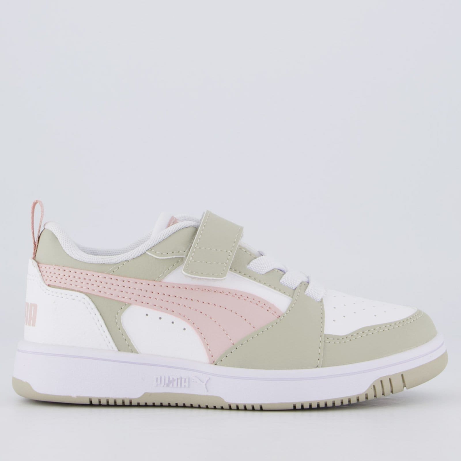 Tênis Puma Rebound V6 LO Juvenil e Bege