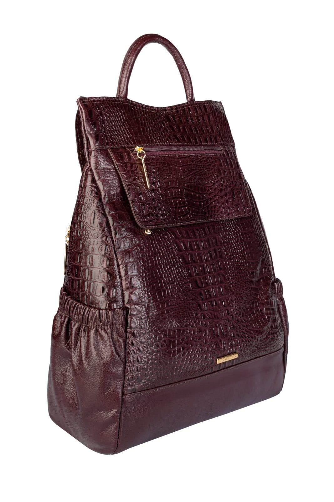 Vista 2 Mochila Andrea Vinci Antifurto De Couro Croco Suelen - Marsala Andrea Vinci caramelo