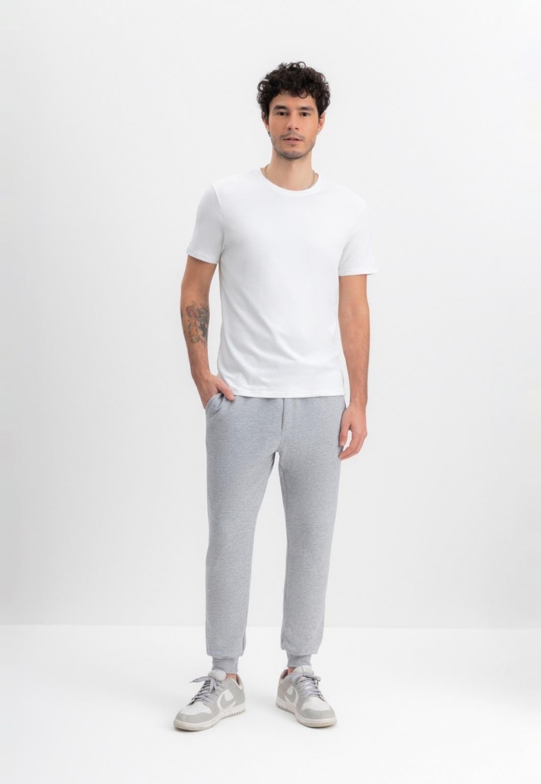 Vista principal Calça Jogger Moletom Masculino Essendi Médio Essendi cinza