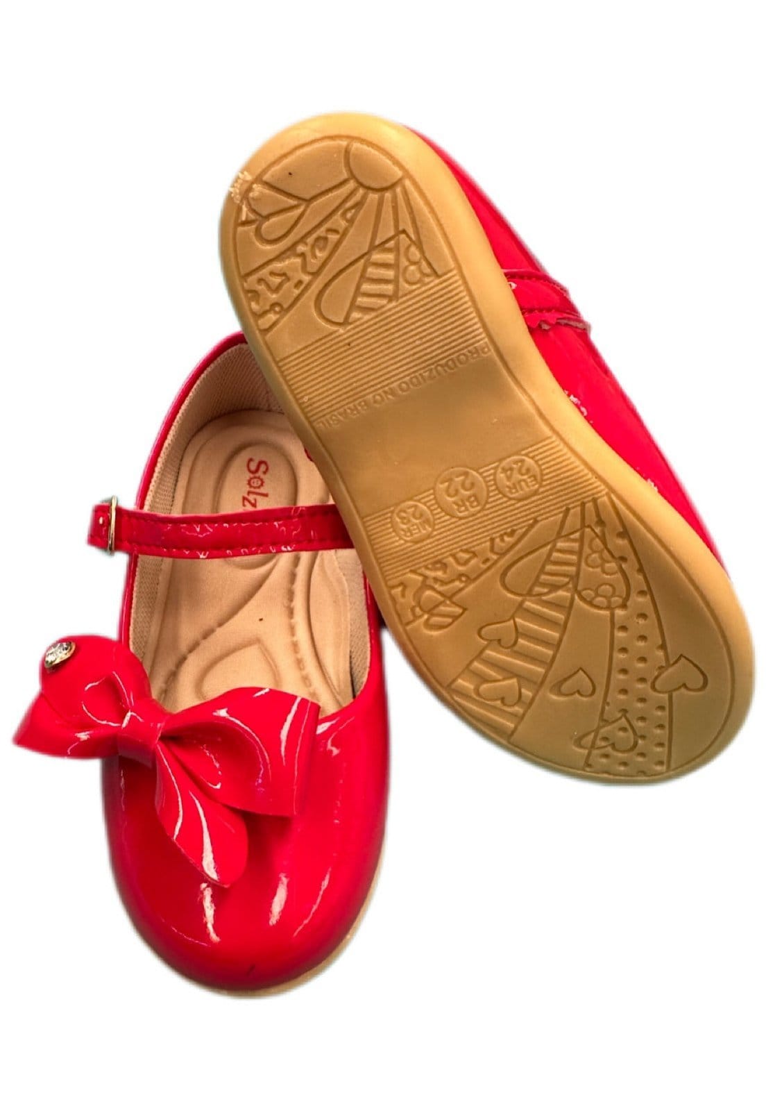 Vista 2 Infantil - Sapatilha Rasteira Verniz Solzim Laço lateral Vermelha SOLZIM CALÇADOS vermelho