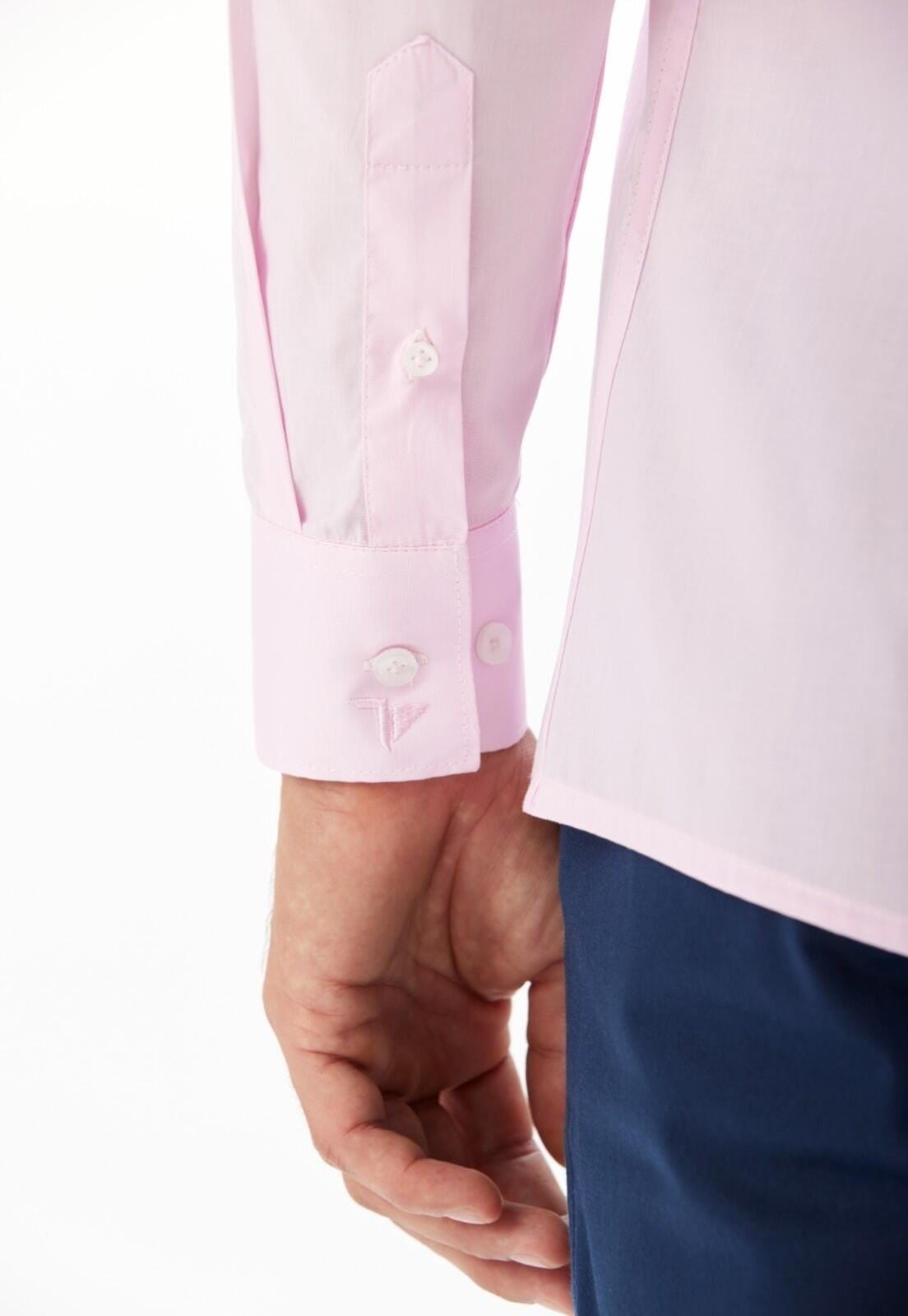 Vista 2 Camisa Tricoline Slim Traymon Claro Traymon rosa