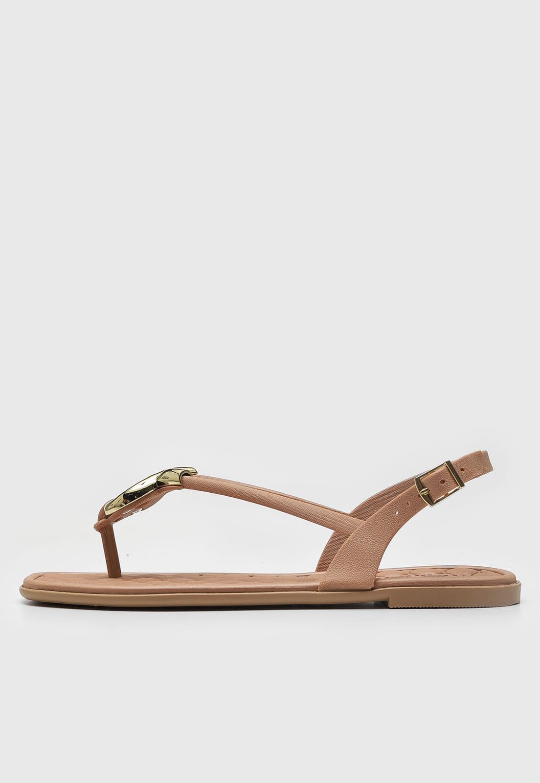 Vista principal Rasteira Feminina Moleca Detalhe Dourado MOLECA nude