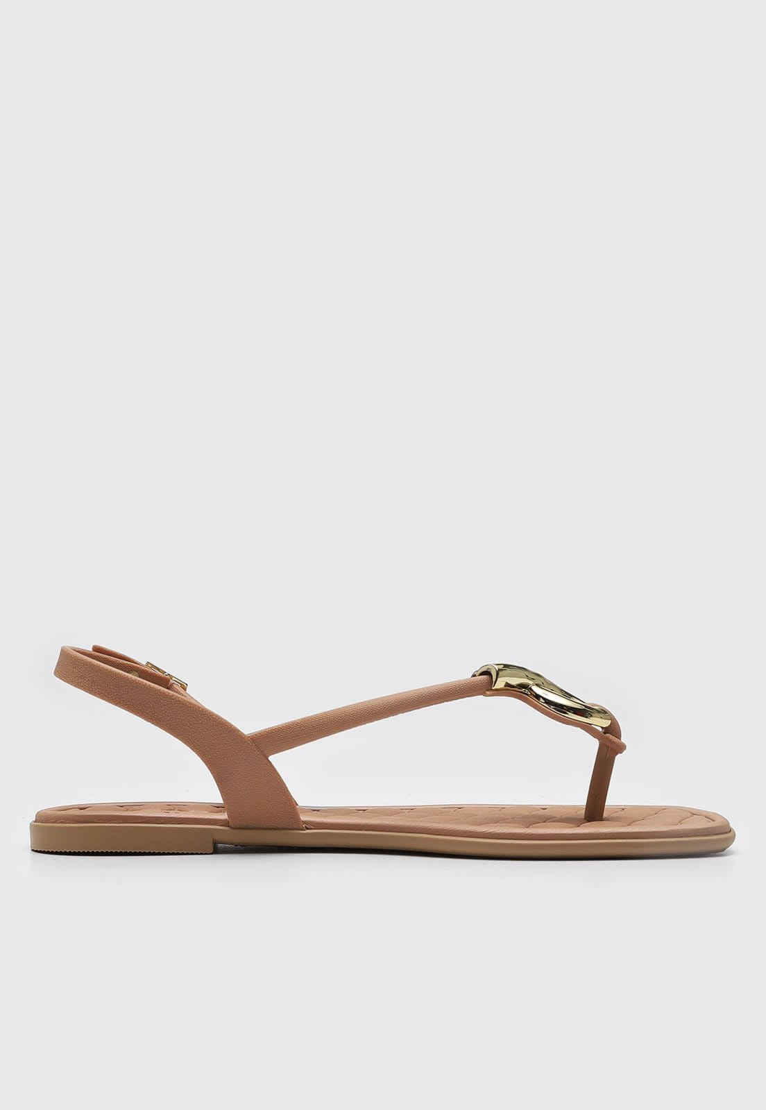 Vista 2 Rasteira Feminina Moleca Detalhe Dourado MOLECA nude