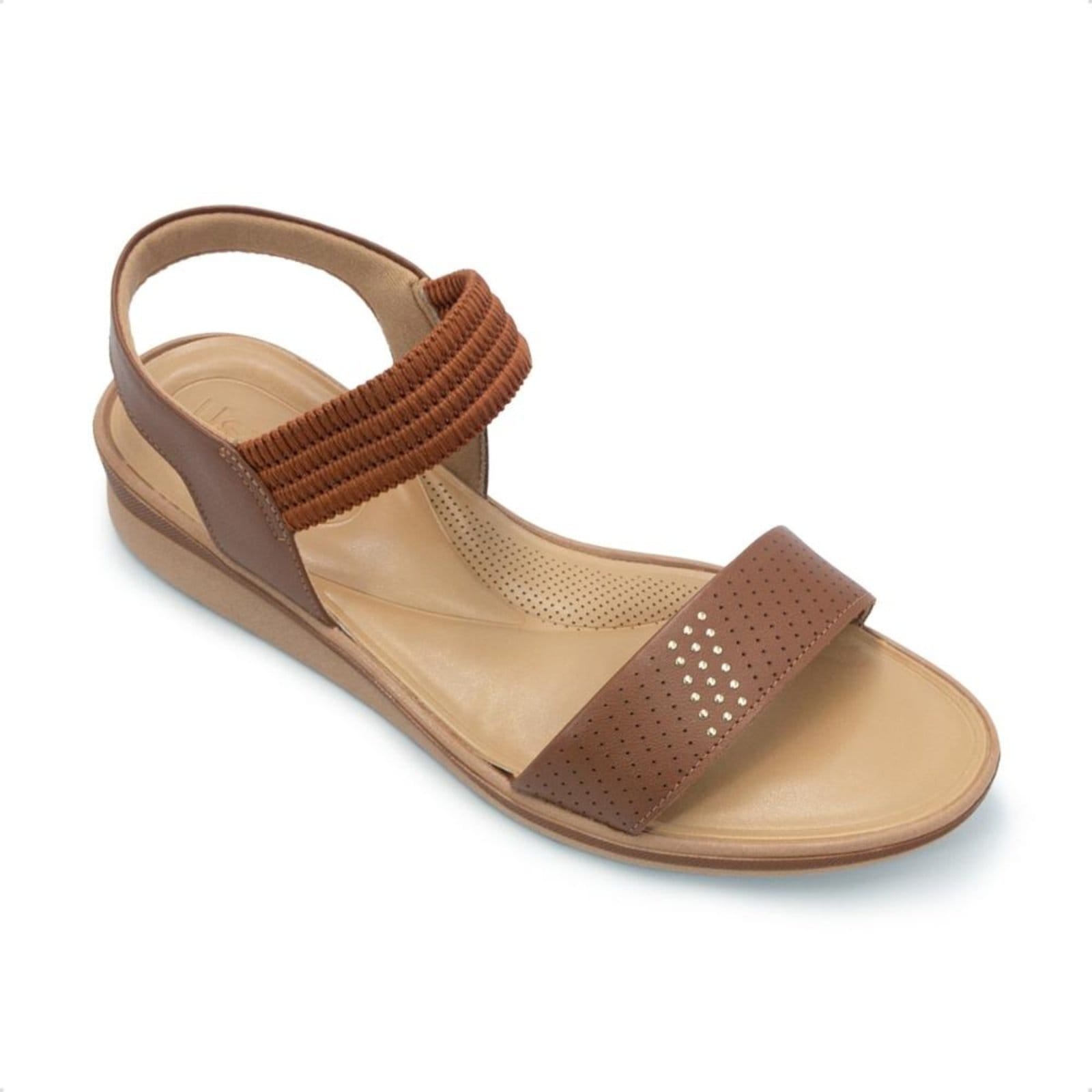 Vista 2 Sandália Usaflex Feminina Detalhe Rebite Couro Casual MA03006 Usaflex marrom