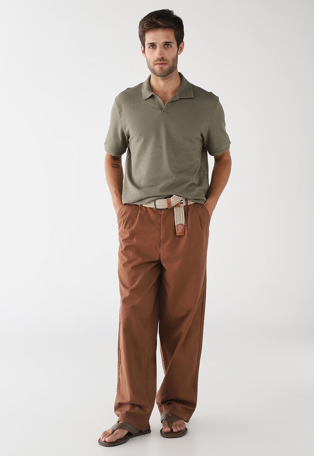 Vista 2 Calça Masculina Hering Reta Hering marrom