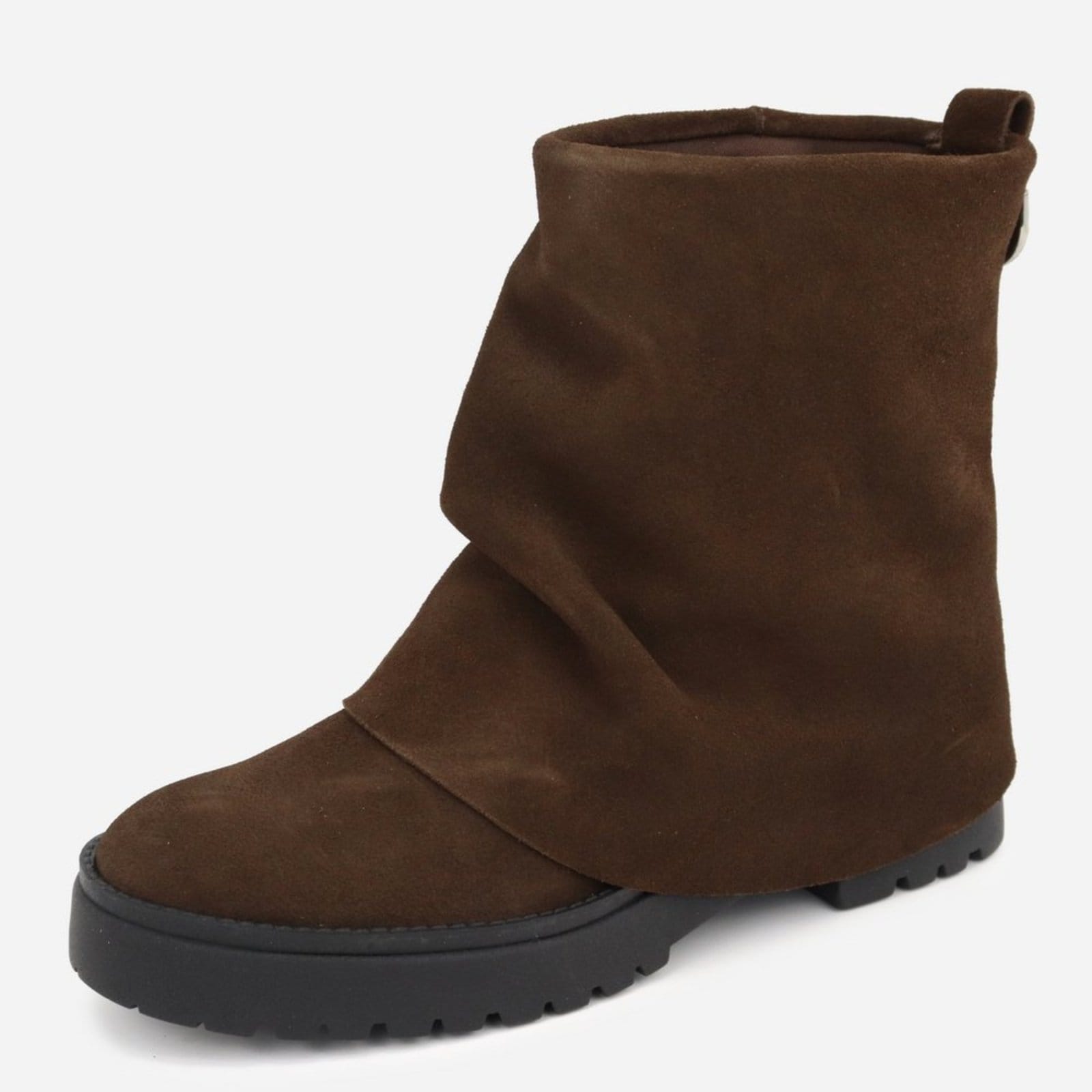 Bota Coturno slouchy Enrugado Fashion Estilo Conforto Couro Legitimo Maria Paula Expresso
