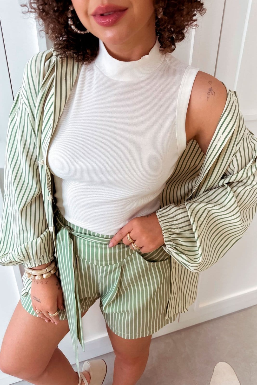 Vista principal Short Vanibele Listrado Verde Vanibele listra/verde verde