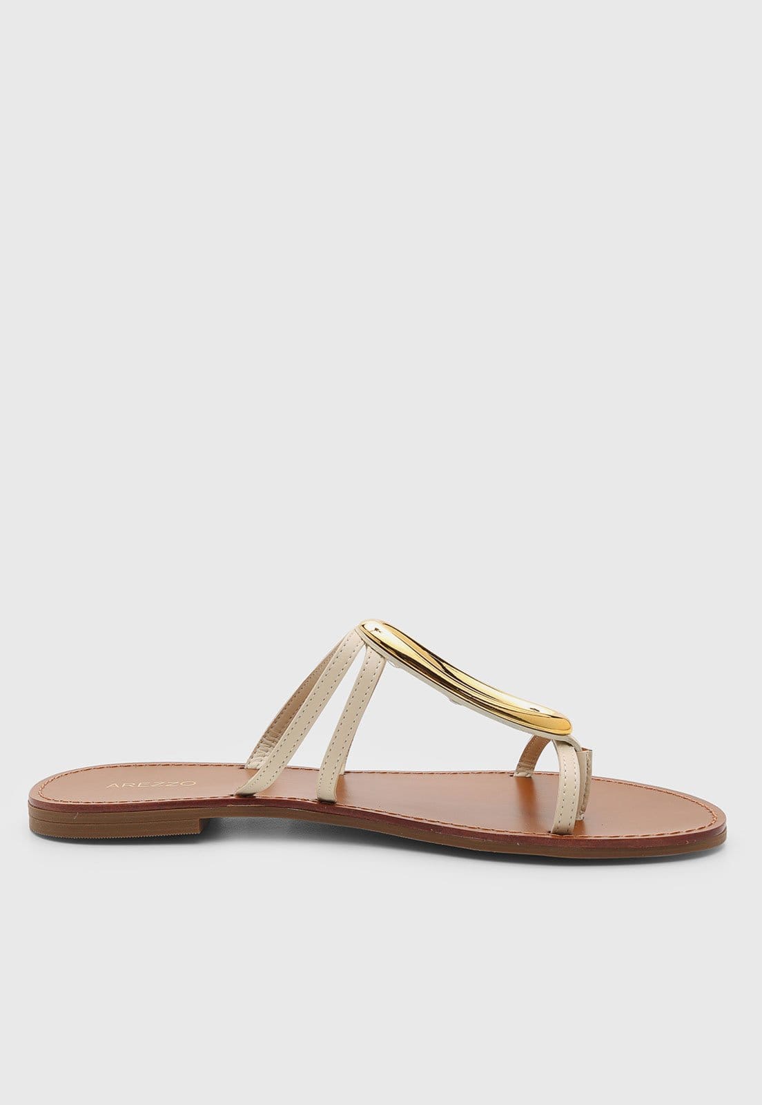 Vista 2 Rasteira Feminina Arezzo Tiras Metálicas Off-White Arezzo off-white white