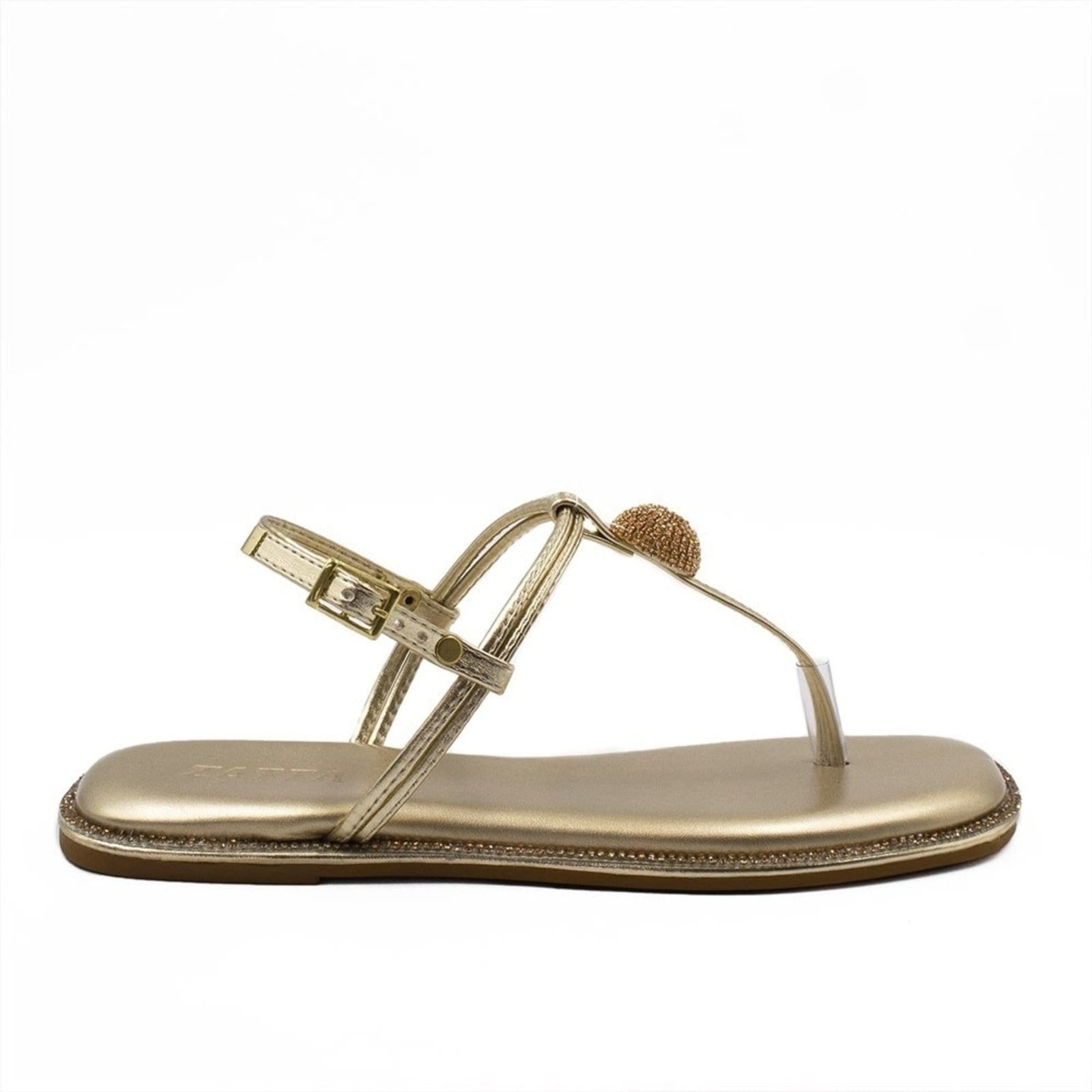 Sandália Rasteira Zatta Brilho Strass Consuelo Dourada