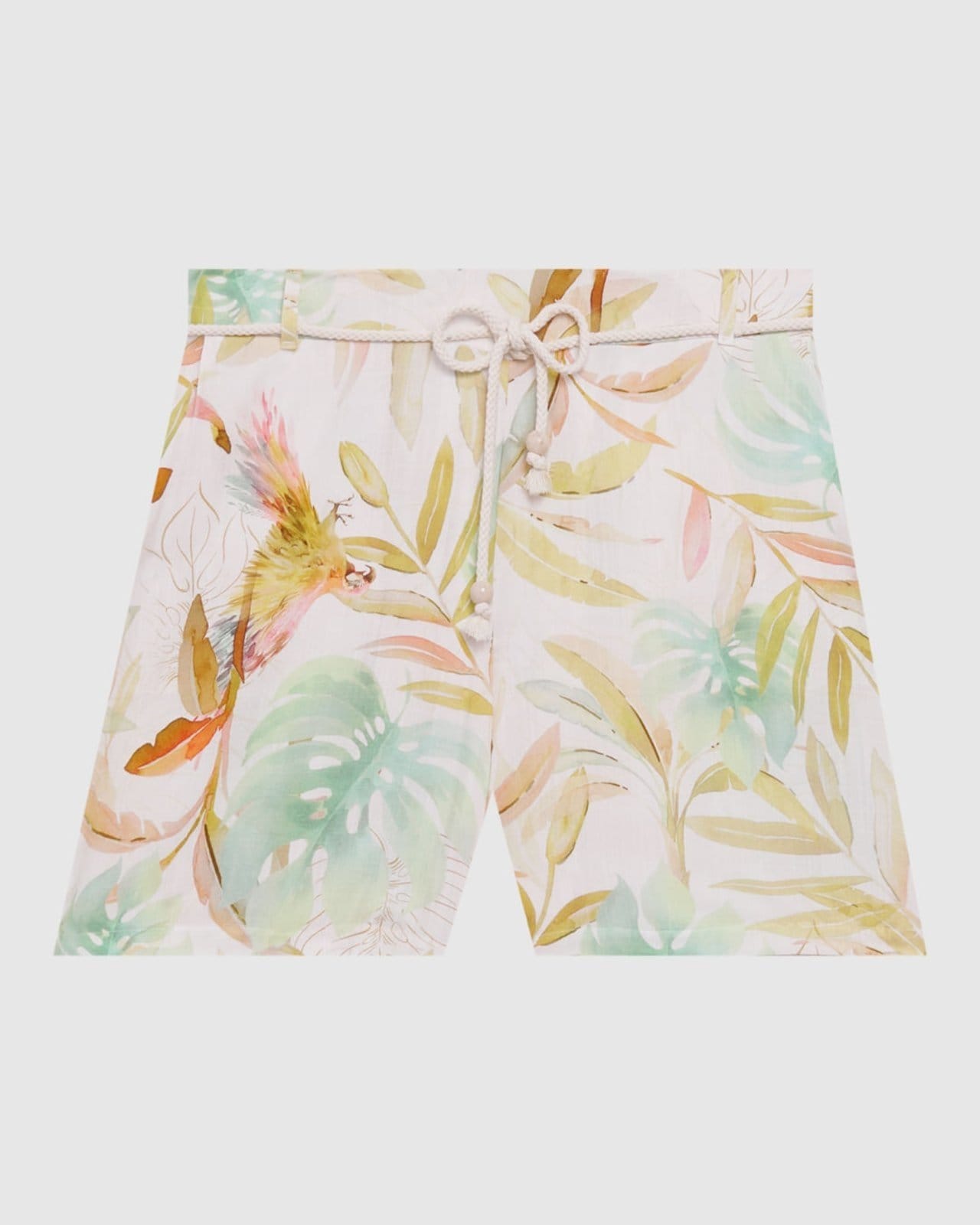 Shorts Feminino Plus Size Estampado Com Cinto De Cordão Em Viscolinho