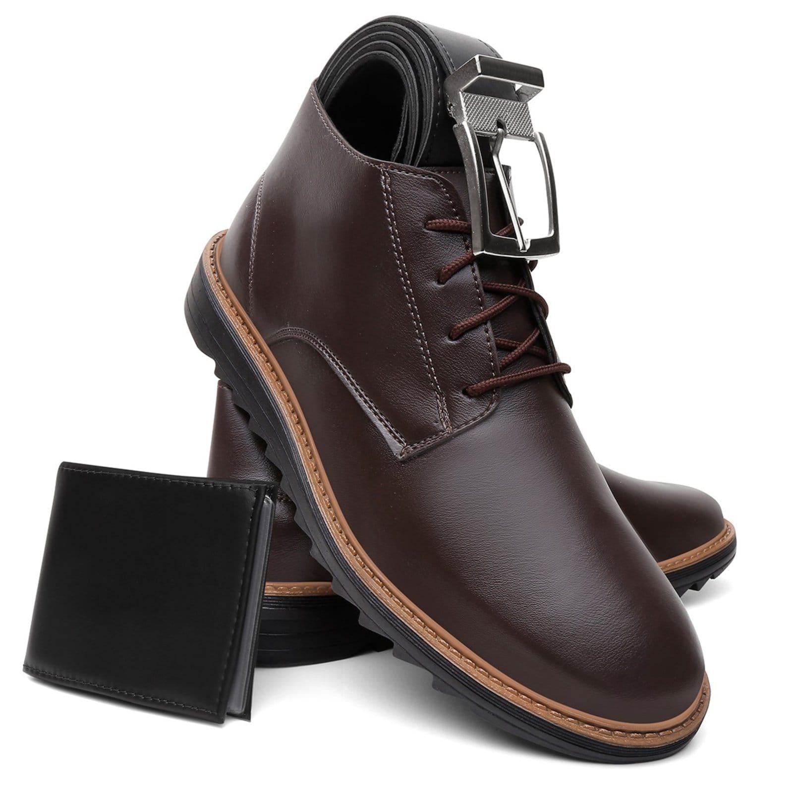 Vista principal Kit Sapato Casual Masculino A. Andrade Derby Cano Baixo Brogue Social Macio Leve Moda Anna Andrade café