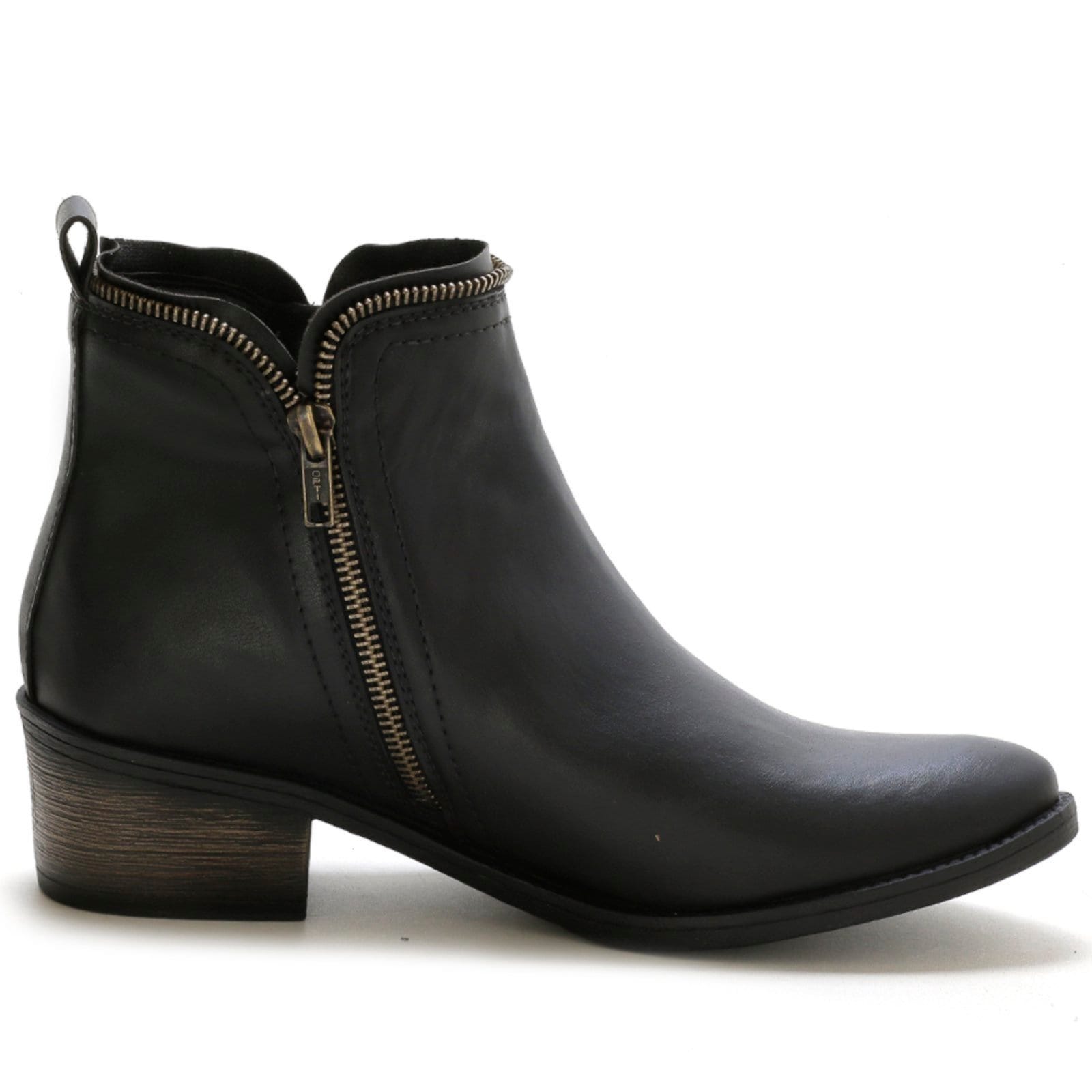 Vista 2 Bota Feminina Lavini Coturno Ziper Lateral Salto Baixo Preta Lavini Shoes preto