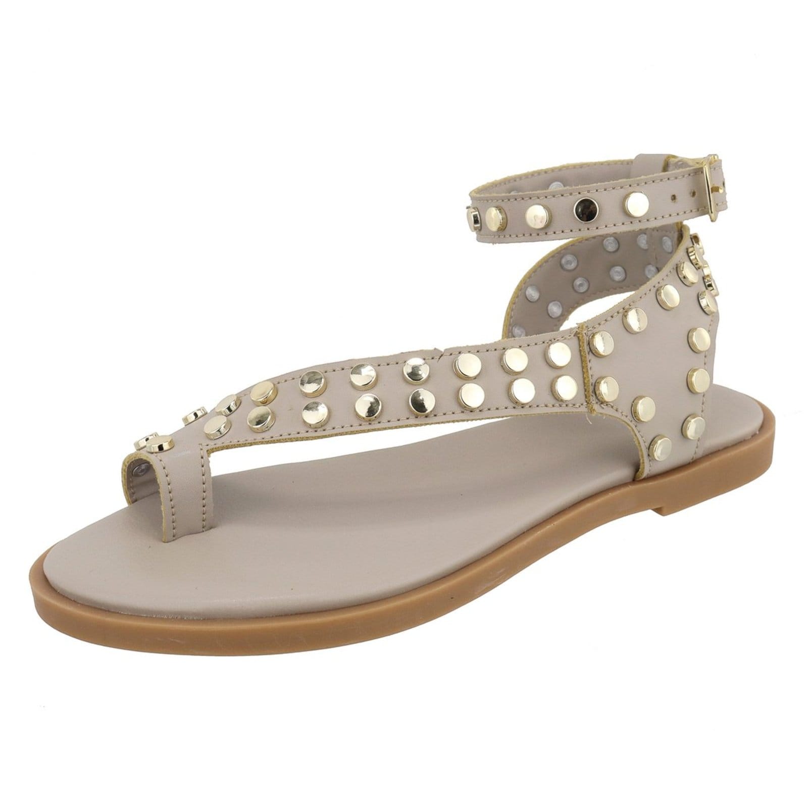 Vista principal Rasteira Sandália Feminina Bolinhas Lançamento Nude TELLINI STORE dourado nude