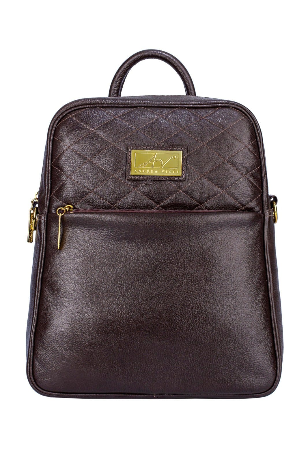 Mochila de couro liso Lune - Café