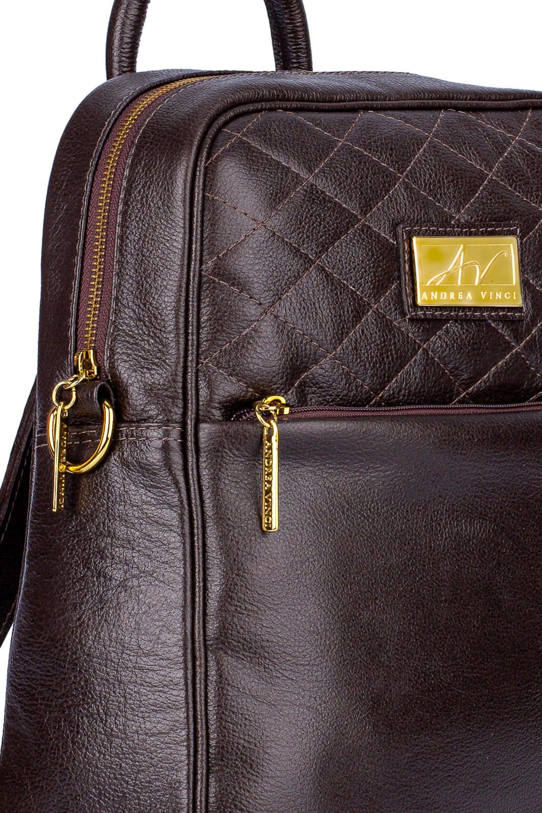 Vista 2 Mochila de couro liso Lune - Café Andrea Vinci vermelho