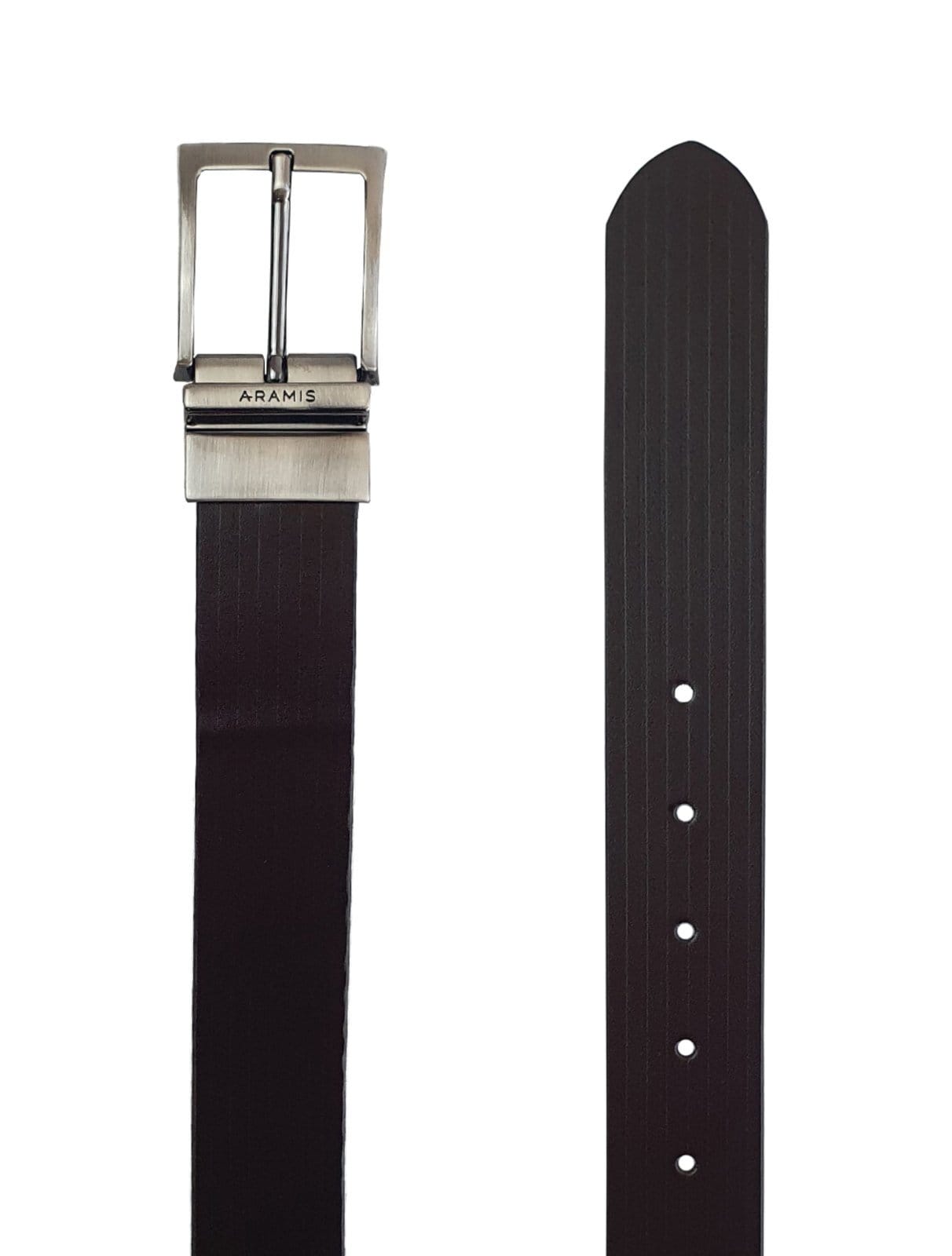 Vista 2 Cinto Aramis Masculino Couro Dupla Face Frisado Marrom Aramis café/preto