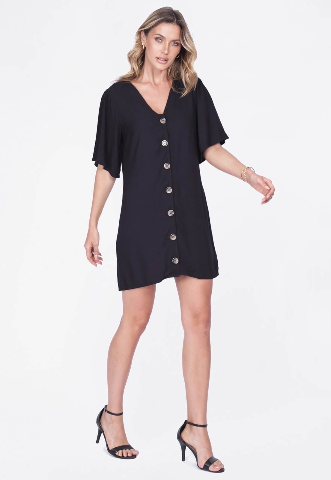 Vista 2 Vestido Amazonia Vital Curto Kurumí Camisa Viscose Amazonia Vital preto