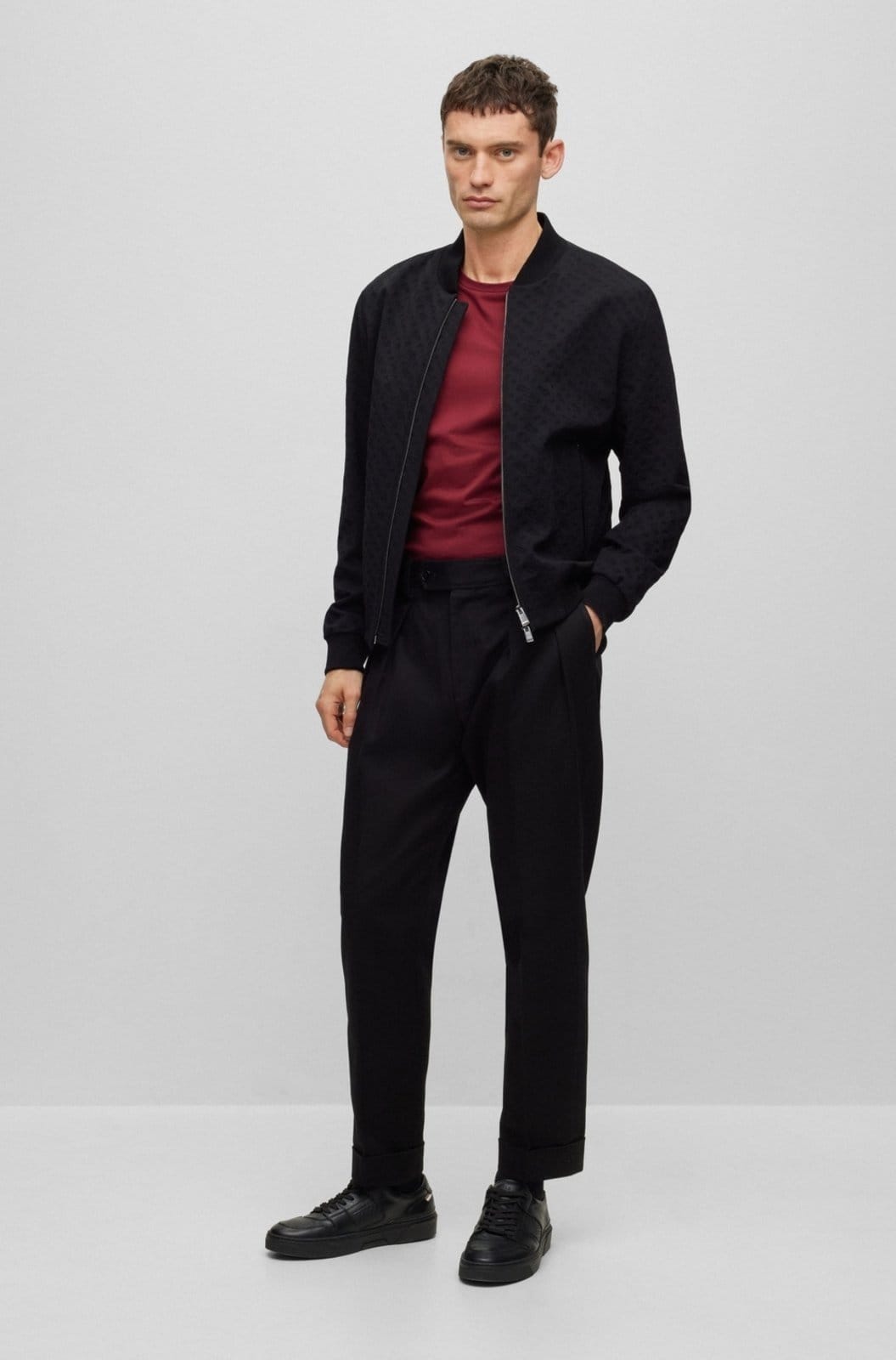 Vista 2 Camiseta De Manga Curta De Ajuste Fino Em Algodão Mercerizado Boss vermelho