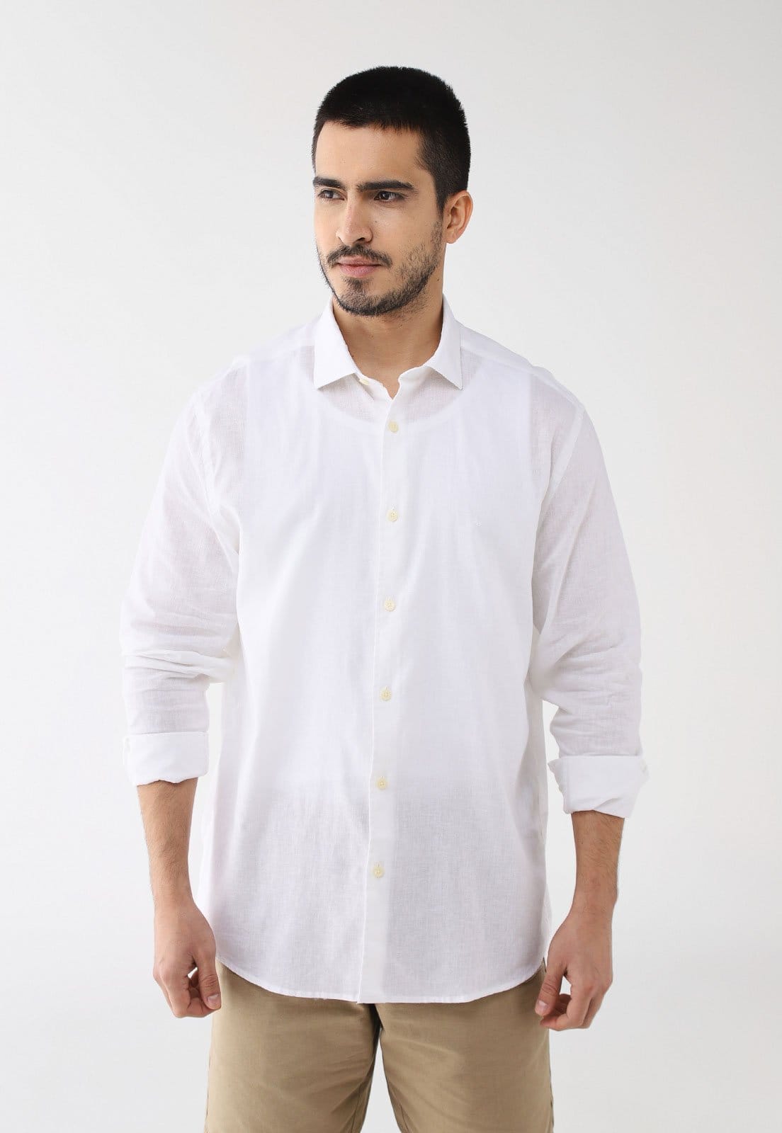 Camisa Masculina Aramis Manga Longa Linho Algodão Branca