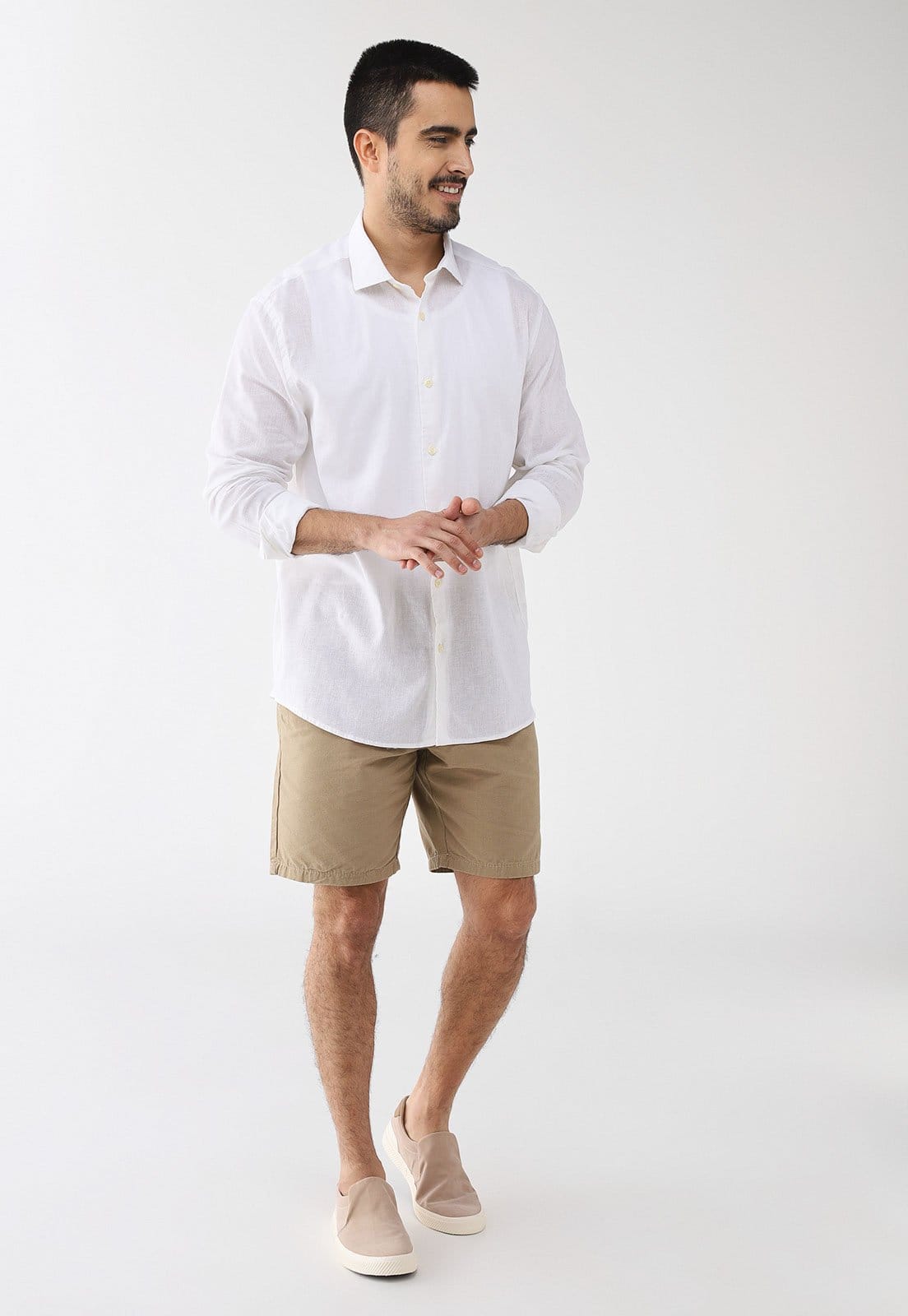 Vista 2 Camisa Masculina Aramis Manga Longa Linho Algodão Branca Aramis branco