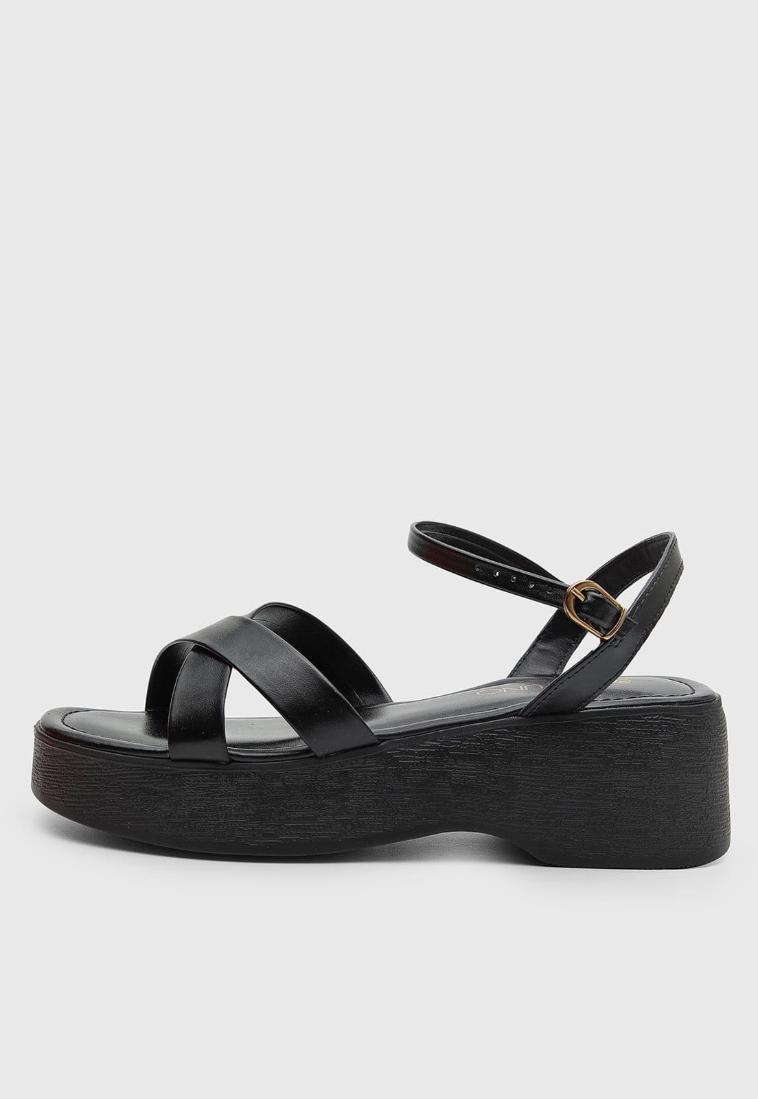 Sandália Feminina Via Uno Tiras Cruzadas Preta