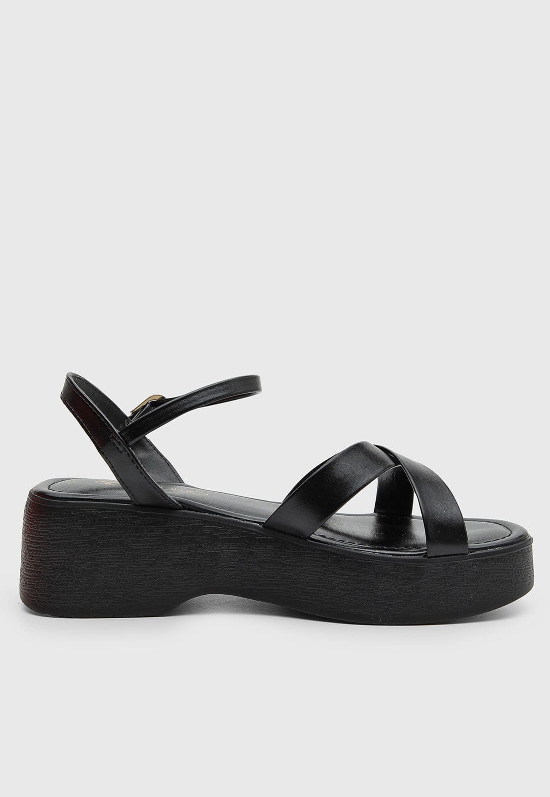 Vista 2 Sandália Feminina Via Uno Tiras Cruzadas Preta VIA UNO preto