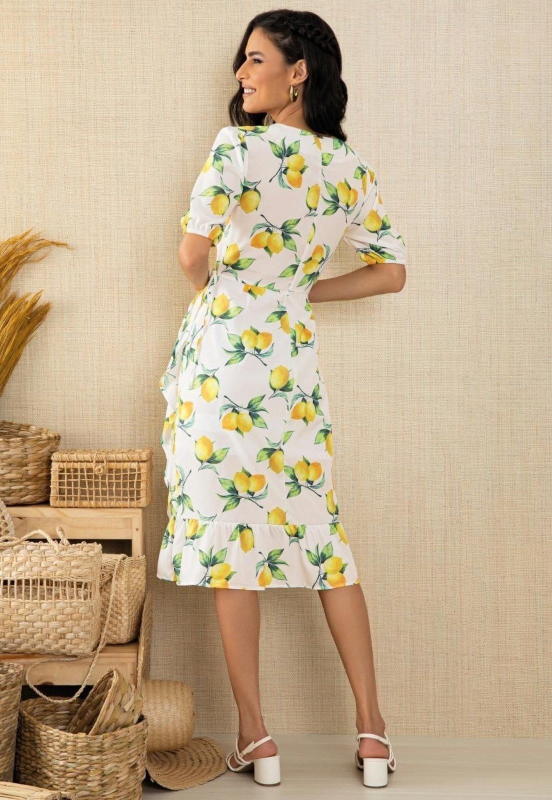 Vista 2 Vestido Com Transpasse Quintess branco