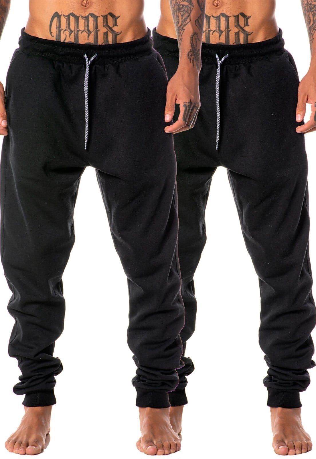 Kit 2 Calça Masculina Moletom Jogger Slim Básica com 3 Bolsos Uso Casual ou Treino Academia Preta