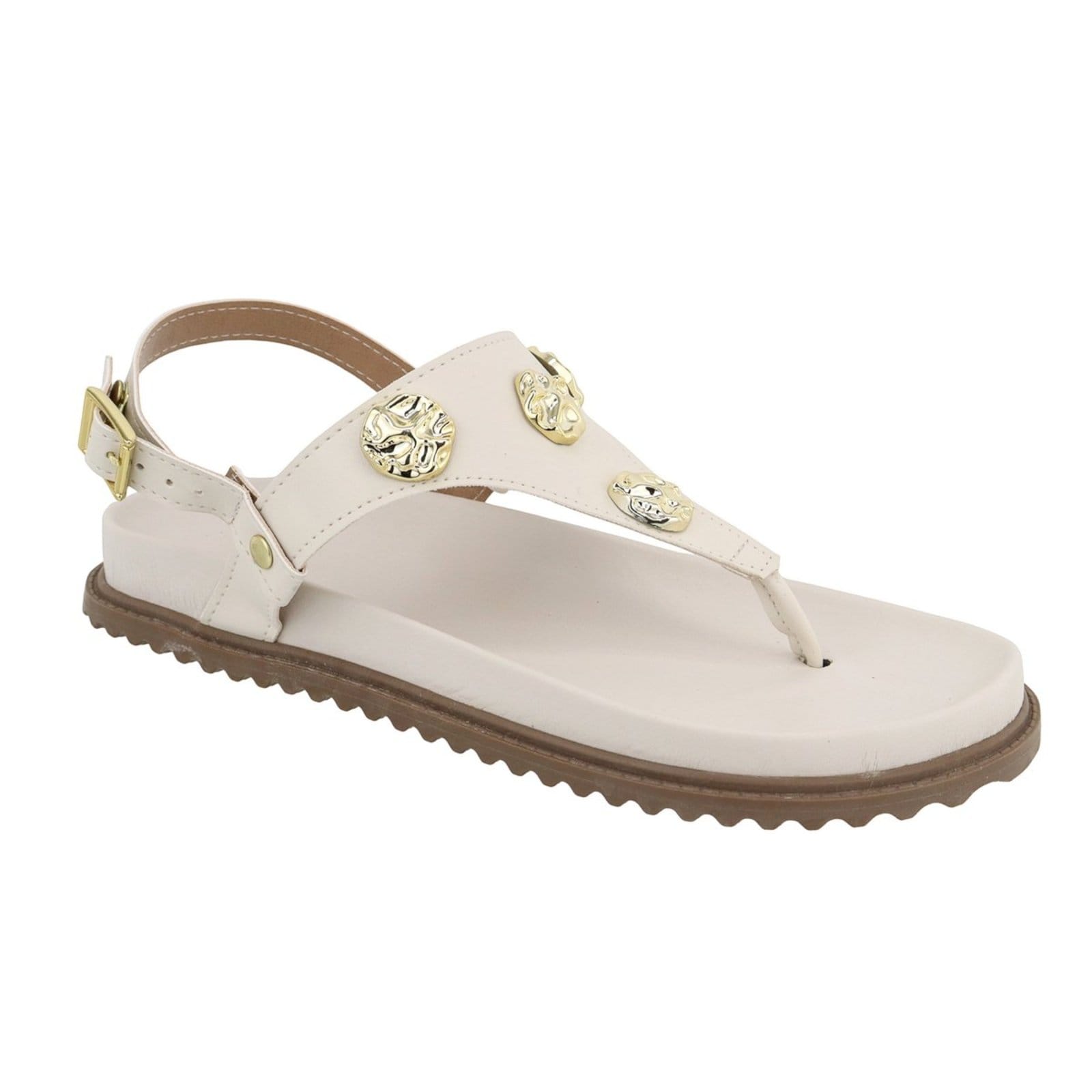 Sandália Papete Feminina Delicada e Estilosa Metais Lançamento Off White