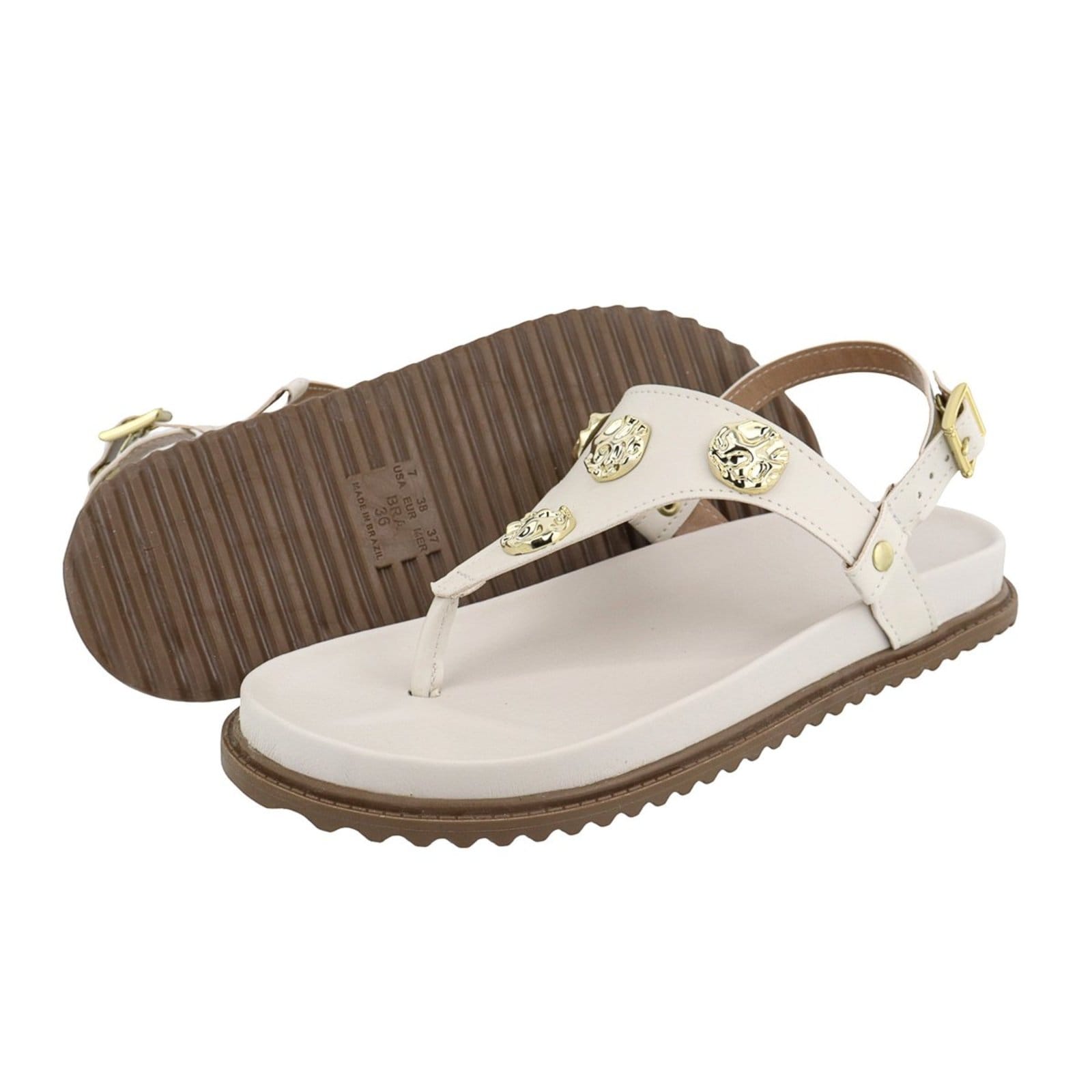 Vista 2 Sandália Papete Feminina Delicada e Estilosa Metais Lançamento Off White TELLINI STORE off-white white