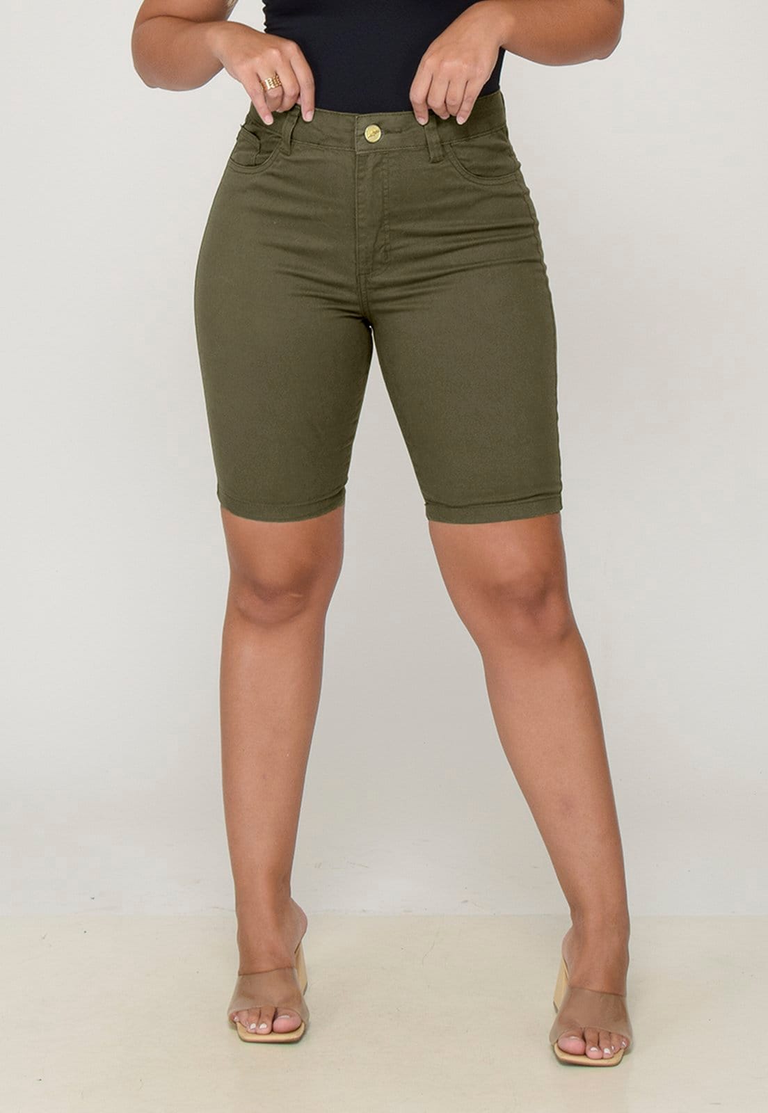 Bermuda Short Feminino Sarja Elastano 7883 Militar