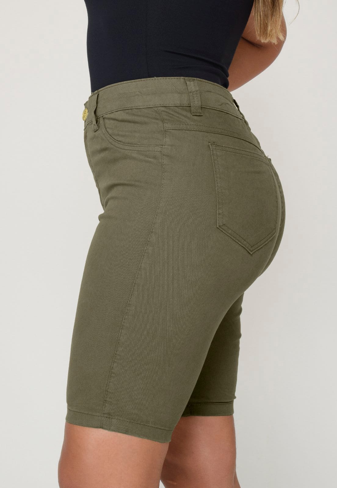 Vista 2 Bermuda Short Feminino Sarja Elastano 7883 Militar Macaw verde/verde militar verde