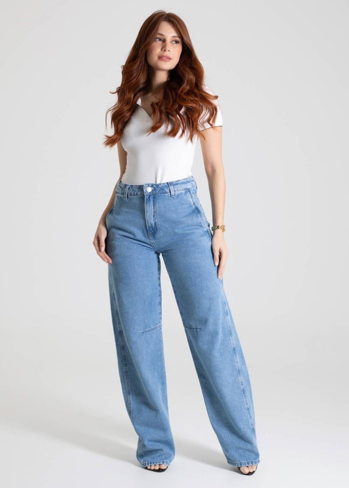 Vista 2 Calça Jeans Sawary Barrel - 279942 Sawary azul