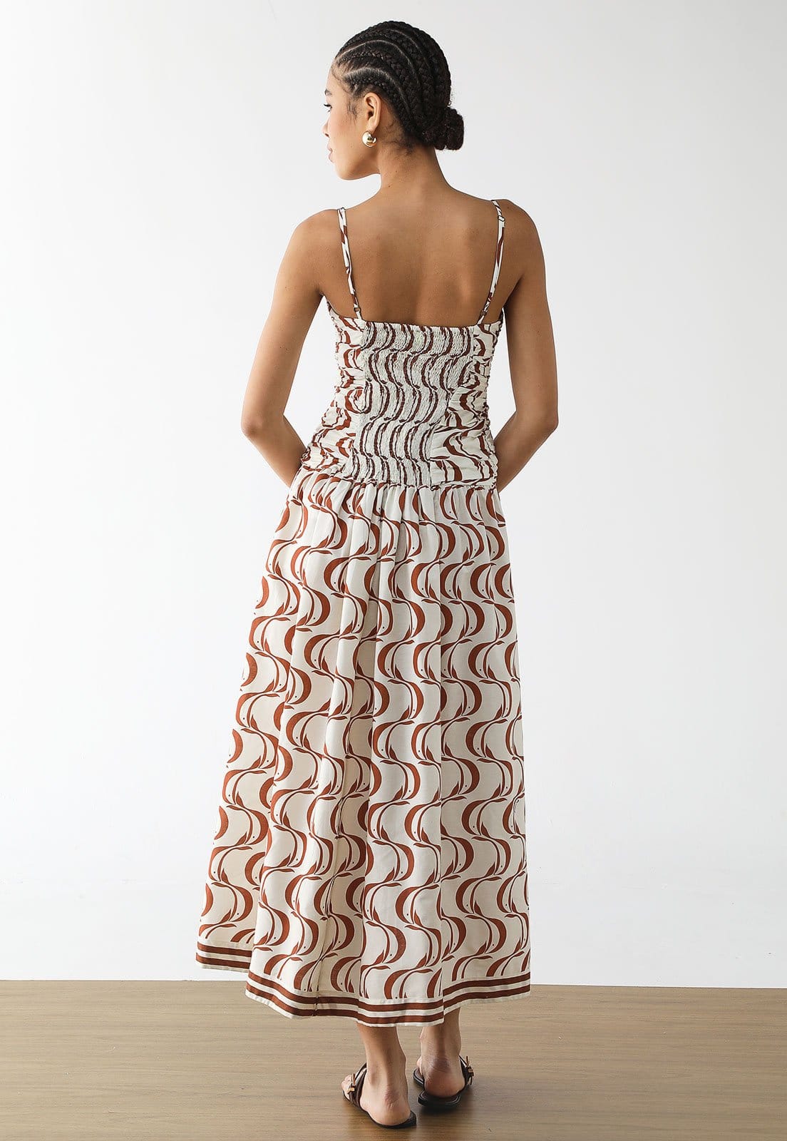 Vista 2 Vestido Feminino FARM Estampa Geométrica Midi Off-White FARM off-white white