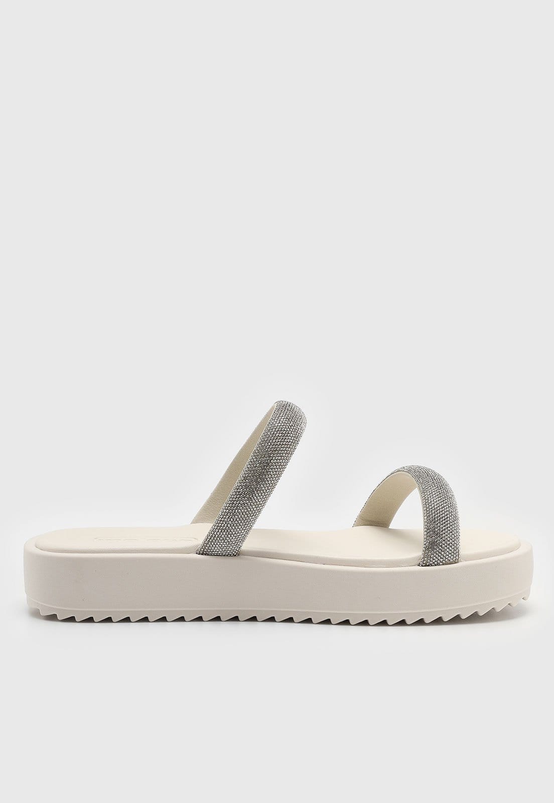 Vista 2 Sandália Baixa Moleca Tiras Brilhosas Off-White MOLECA off-white white