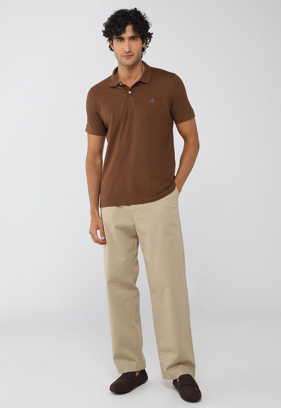 Vista 2 Polo Masculina Aeropostale Aeropostale marrom