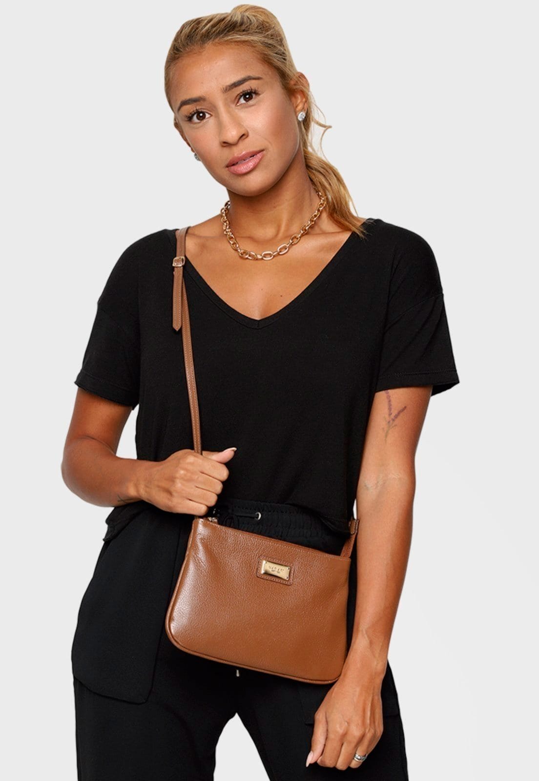 Bolsa Transversal Couro Mariart 199MRT Havana