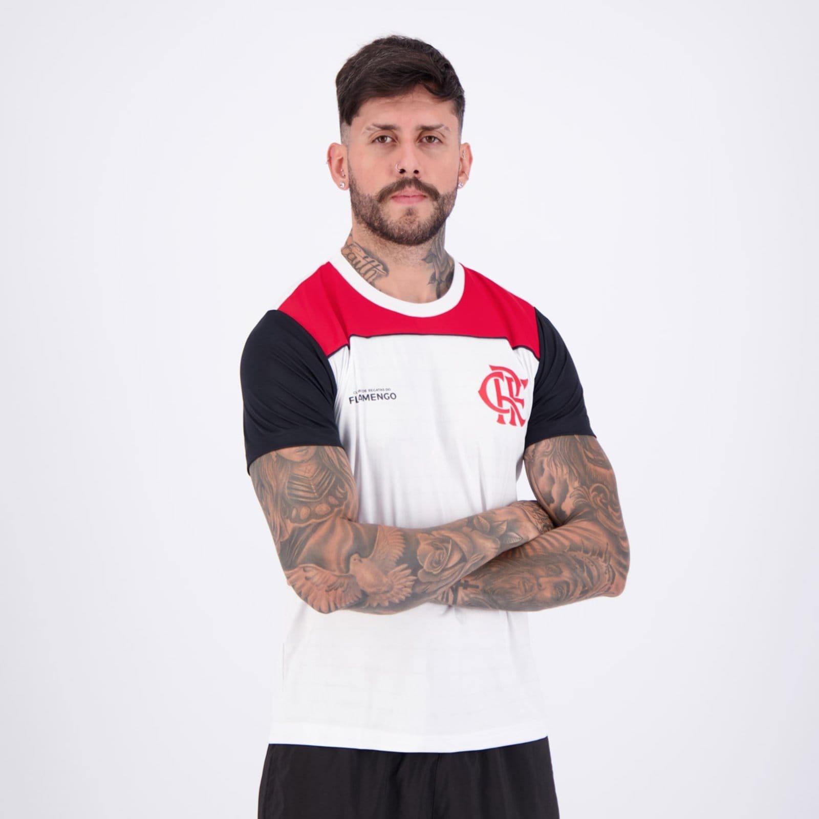 Vista 2 Camisa Flamengo Fulgor Branca braziline branco