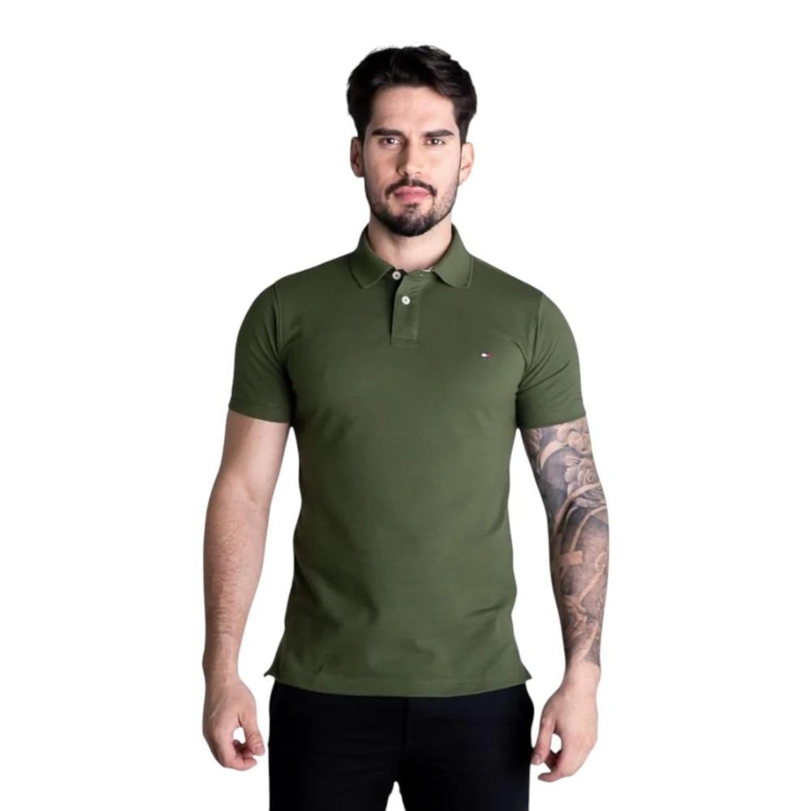 Vista 2 Camiseta Gola Polo Tommy Hilfiger Im 1985 Slim Militar Tommy Hilfiger verde