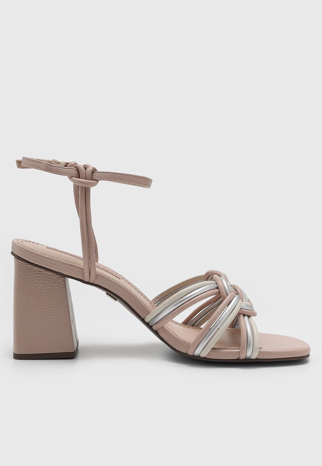 Vista 2 Sandália Feminina Jorge Bischoff Salto Bloco Metalizada Jorge Bischoff rosa