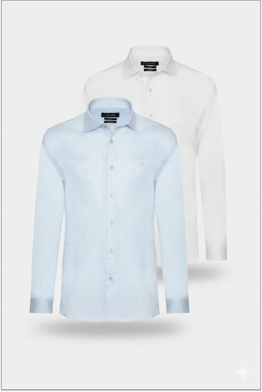 Vista principal Kit Camisas Manga Longa Tricoline Slim Branco e Azul Aramis incolor azul