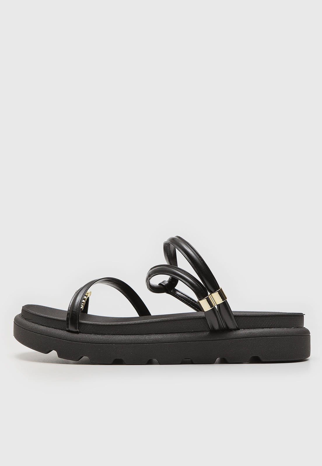 Vista principal Rasteira Flat Vizzano Aplicação Preta VIZZANO preto