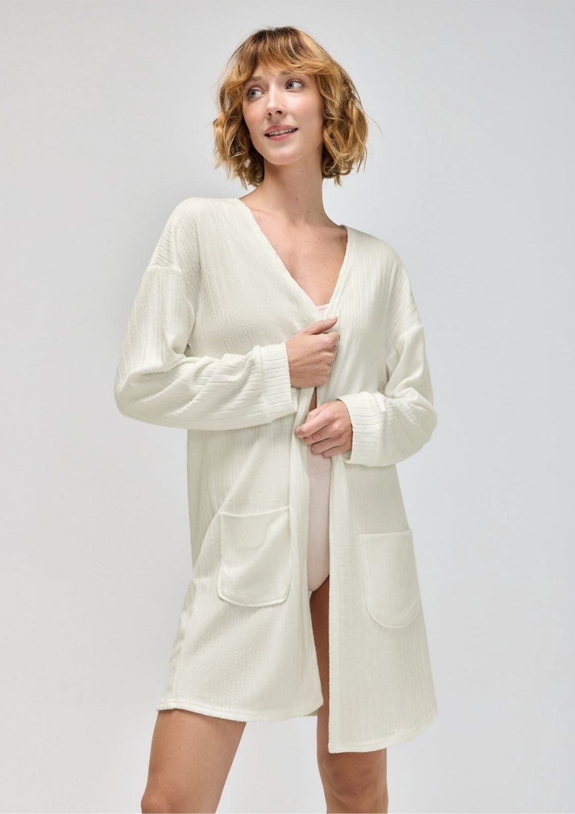 Vista principal Robe Manga Longa Em Tricô Hering marrom