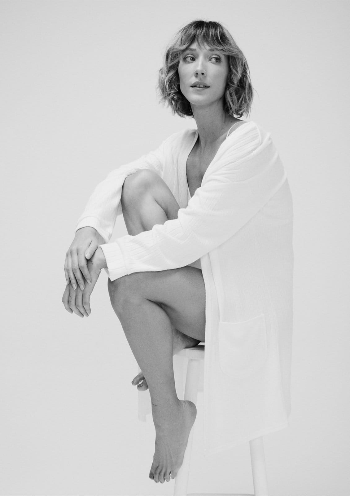 Vista 2 Robe Manga Longa Em Tricô Hering marrom