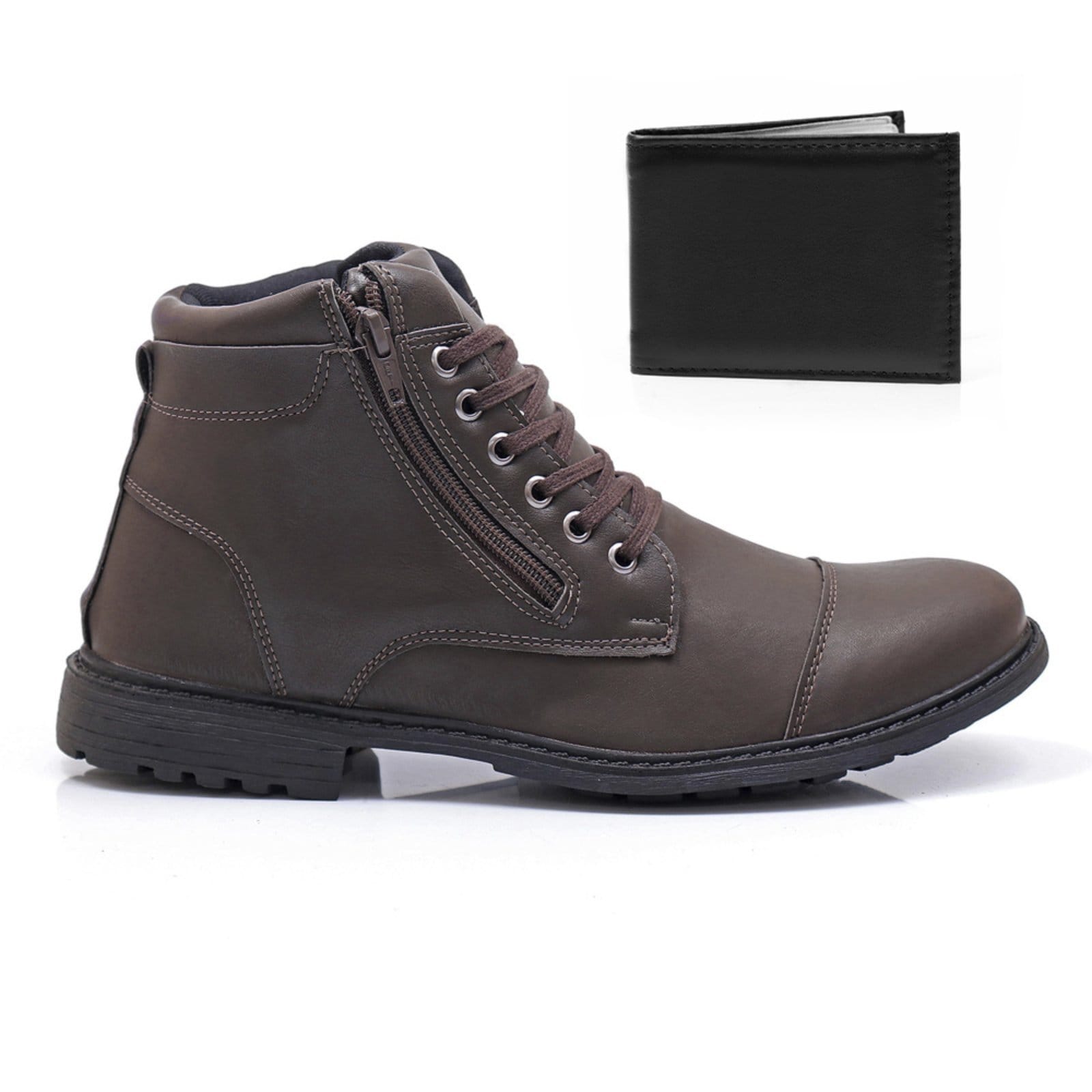 Bota Coturno Masculina Épico Zíper Cano Médio Conforto Casual Com Carteira