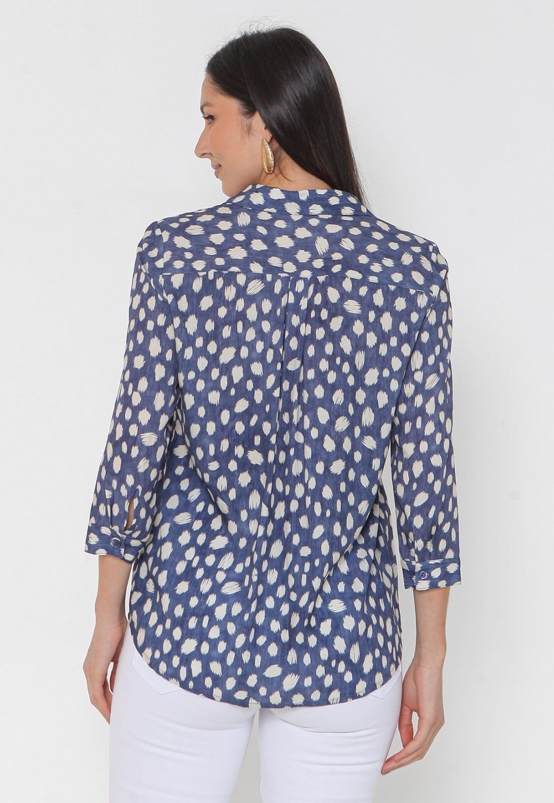 Vista 2 Camisa Intens Manga 3/4 Viscose Estampado Intens azul