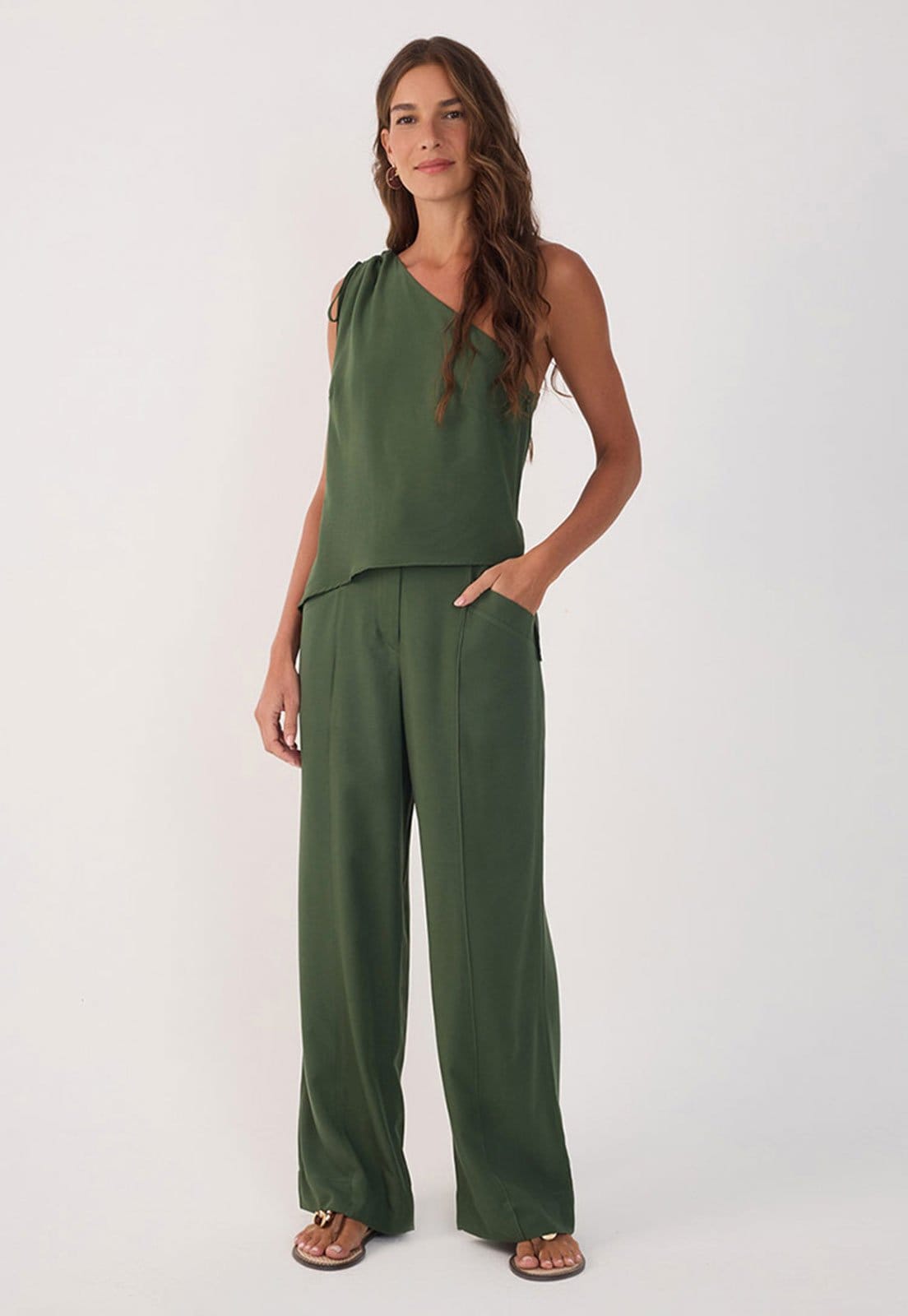 Vista 2 Calça Dress To Reta Viés Dress to verde